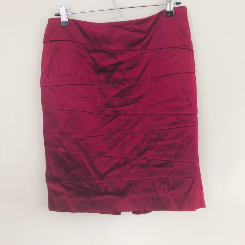 White House Black Market Maroon Satin Skirt